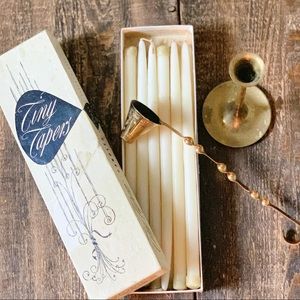 Brass candle holder vintage tapers snuffer boho